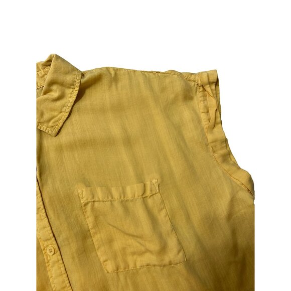 Wonderly Womens Mustard Yellow Button-Up Sleeveless Top Collar Pockets 1X 1809 - Picture 4 of 6